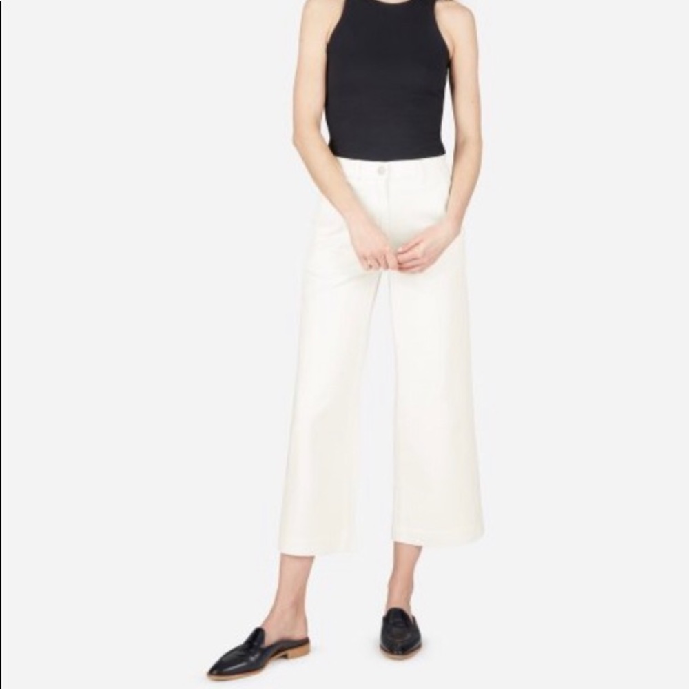 Everlane wide leg crop in bone